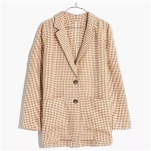 Madewell gingham check linen blazer